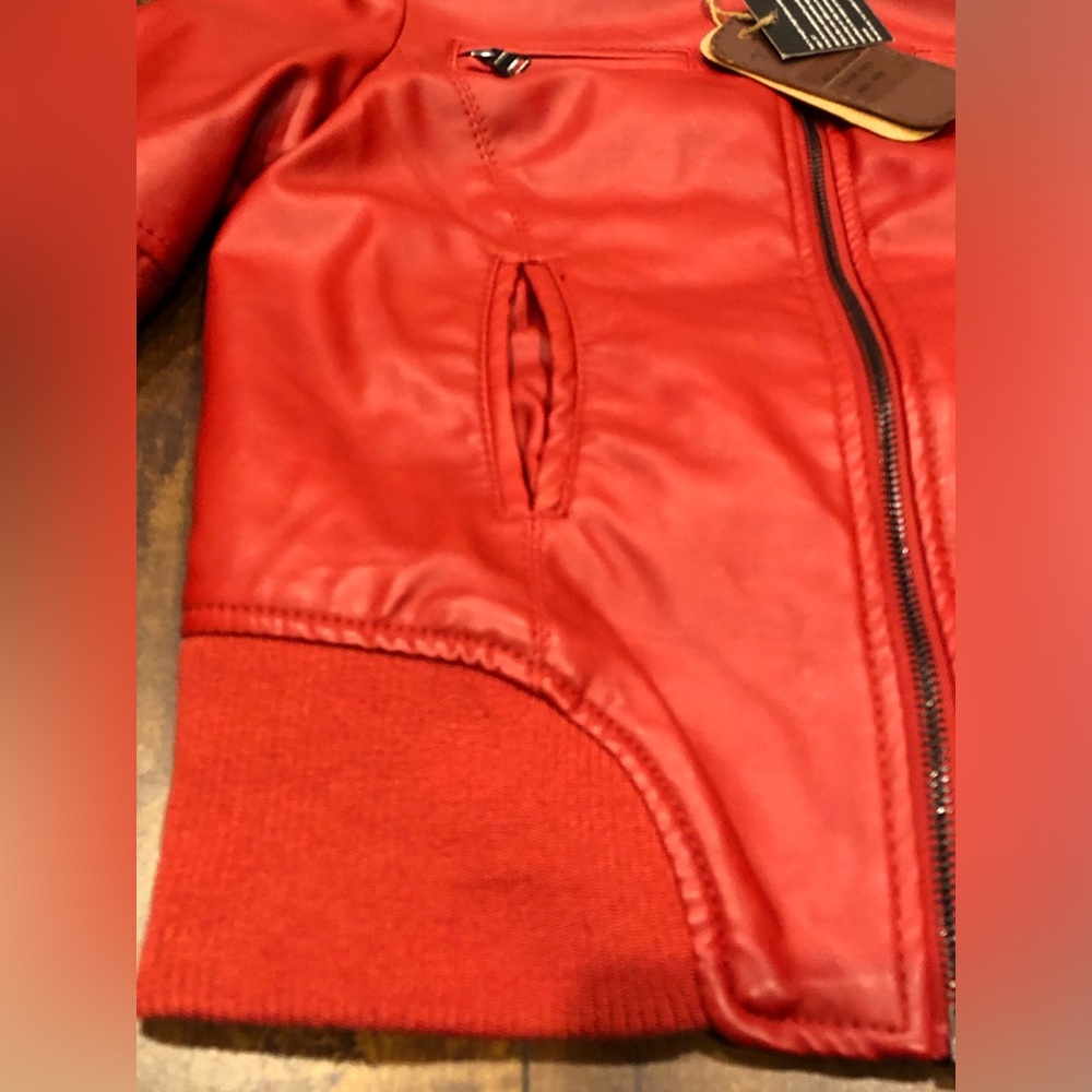 Cavalini Faux Leather Motorcycle Fashion Jacket Size MEDIUM- Rose Red NWT - Picture 10 of 15